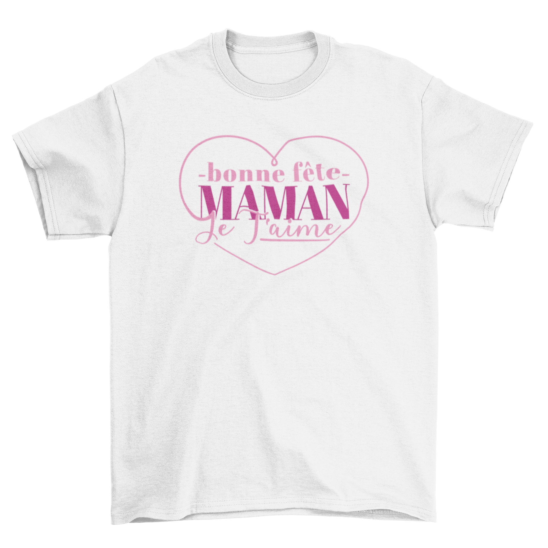 Mothers Day French Heart T-Shirt featuring a heart design and French quote for mom.