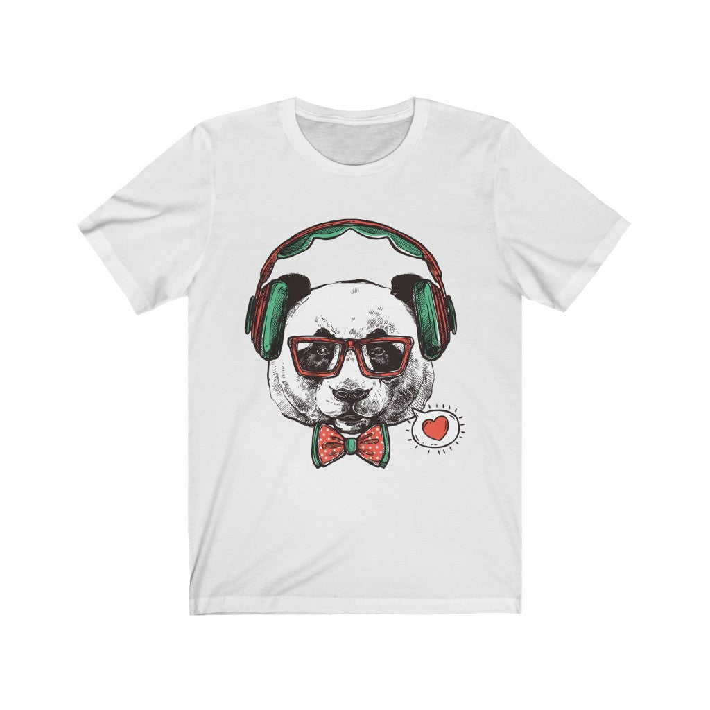 Mr Panda T-shirt featuring a panda wearing headphones, made from 100% soft cotton.