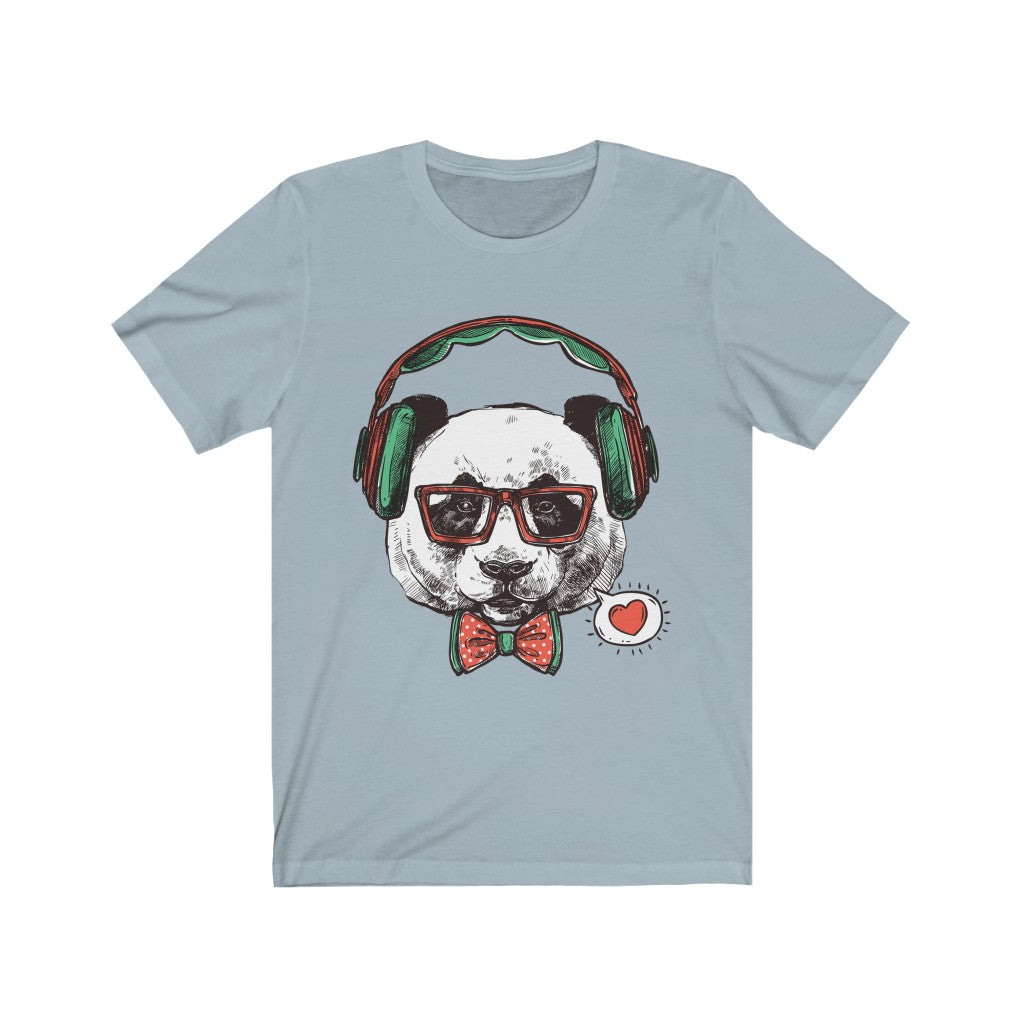 Mr Panda T-shirt featuring a panda wearing headphones, made from 100% soft cotton.