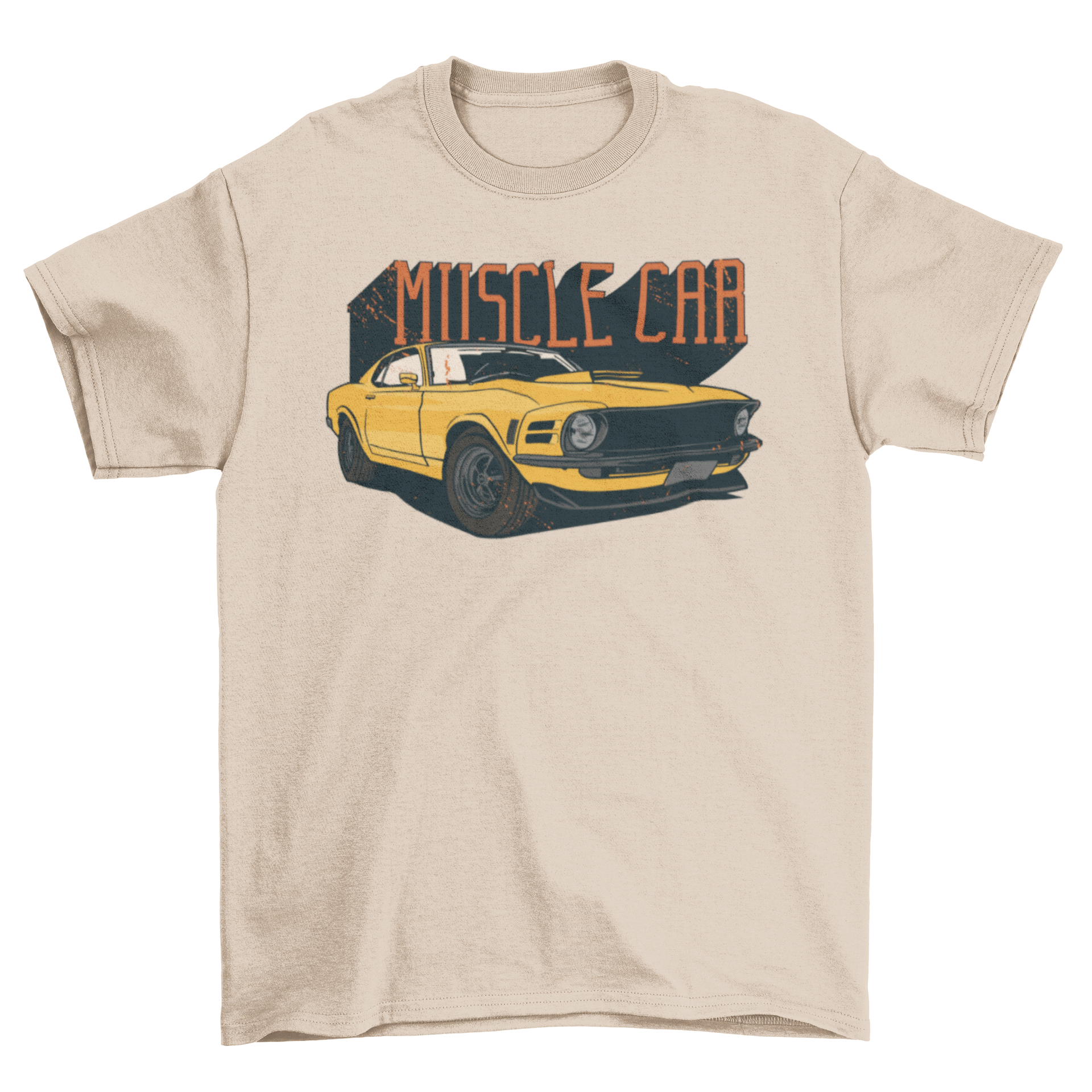 Muscle car t-shirt featuring a stylish sports car illustration and the quote 'Muscle Car'.