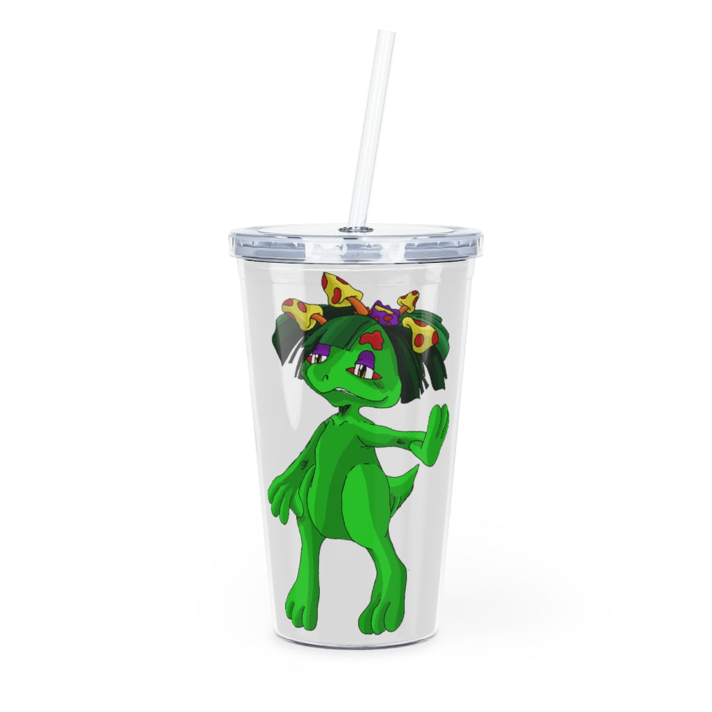 Mushamep Plastic Tumbler with Straw featuring a customizable design, lid, and straw, perfect for parties and gatherings.