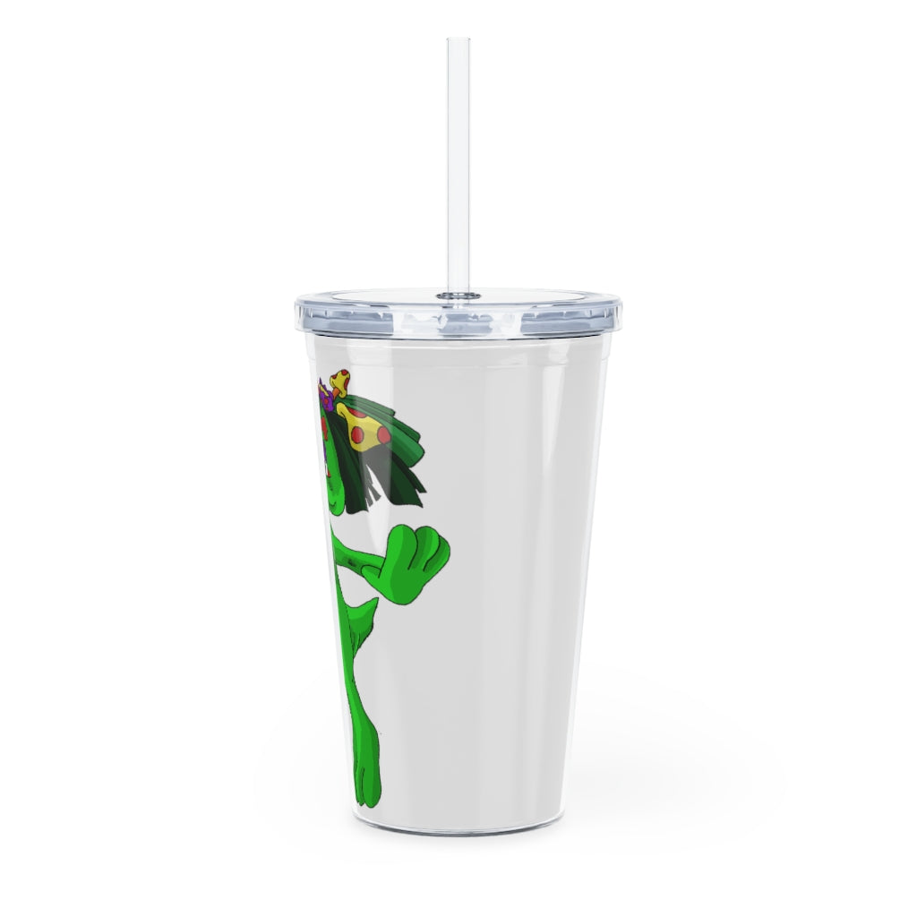 Mushamep Plastic Tumbler with Straw featuring a customizable design, lid, and straw, perfect for parties and gatherings.