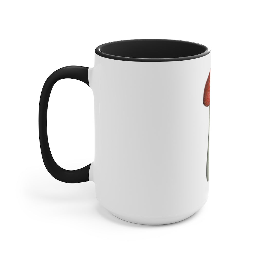 A stylish two-tone Mushroom Accent Mug with a white exterior and a colored interior, available in red, pink, and black options.