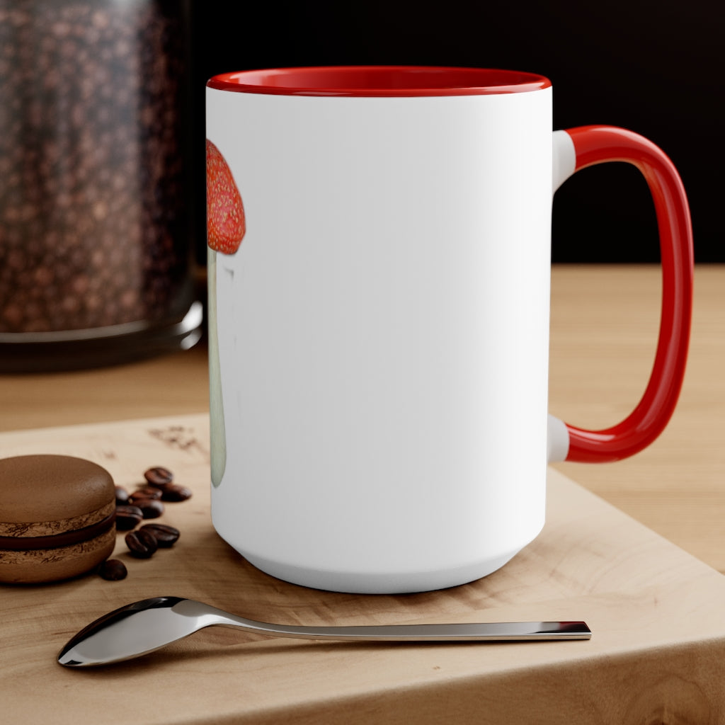 A stylish two-tone Mushroom Accent Mug with a white exterior and a colored interior, available in red, pink, and black options.