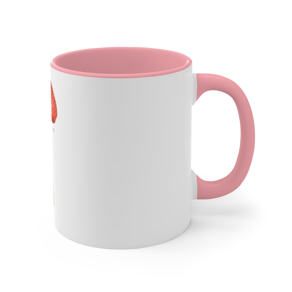 A stylish two-tone Mushroom Accent Mug with a white exterior and a colored interior, available in red, pink, and black options.
