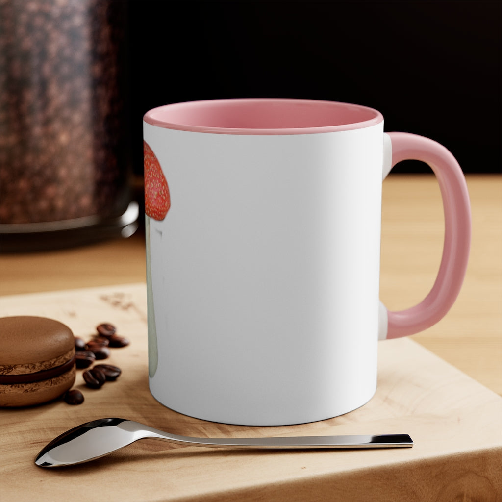 A stylish two-tone Mushroom Accent Mug with a white exterior and a colored interior, available in red, pink, and black options.