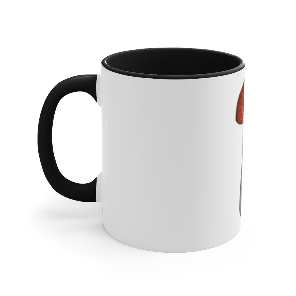 A stylish two-tone Mushroom Accent Mug with a white exterior and a colored interior, available in red, pink, and black options.