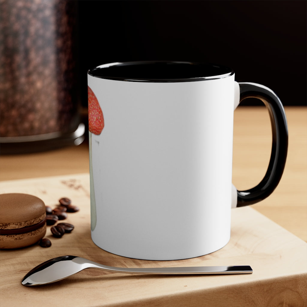 A stylish two-tone Mushroom Accent Mug with a white exterior and a colored interior, available in red, pink, and black options.