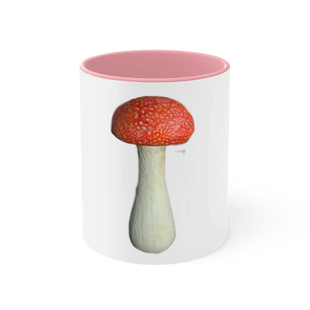 A stylish two-tone Mushroom Accent Mug with a white exterior and a colored interior, available in red, pink, and black options.