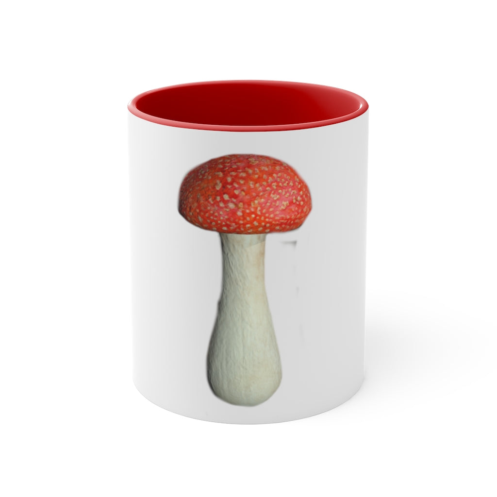 A stylish two-tone Mushroom Accent Mug with a white exterior and a colored interior, available in red, pink, and black options.