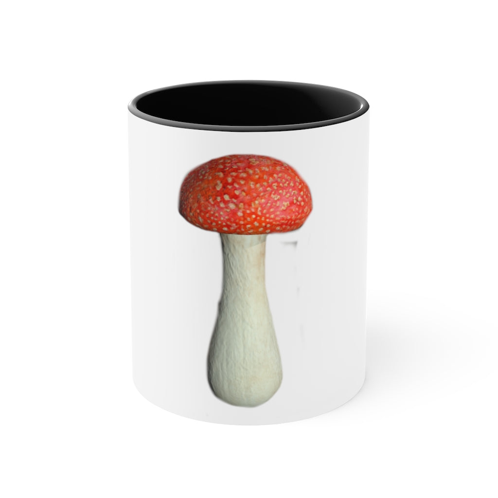 A stylish two-tone Mushroom Accent Mug with a white exterior and a colored interior, available in red, pink, and black options.