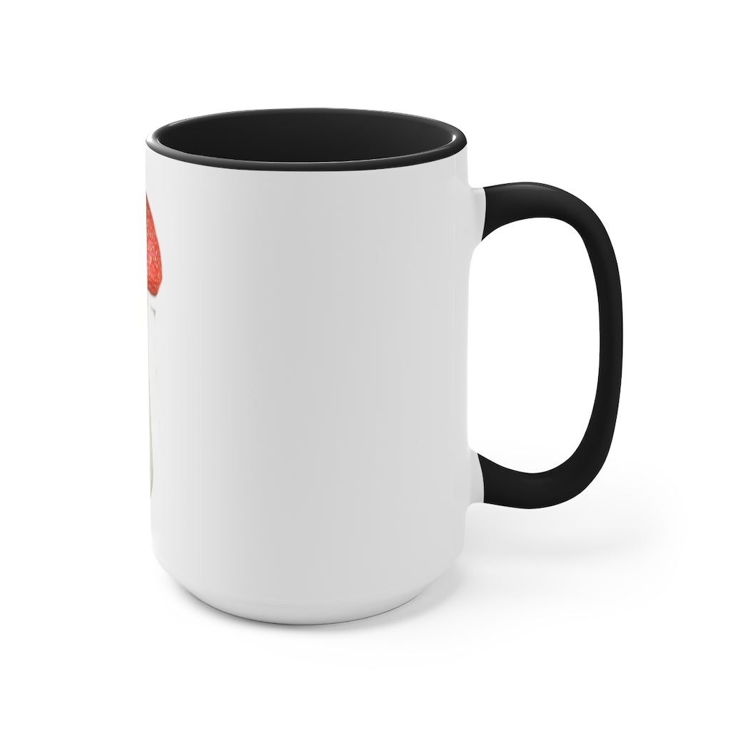 A stylish two-tone Mushroom Accent Mug with a white exterior and a colored interior, available in red, pink, and black options.