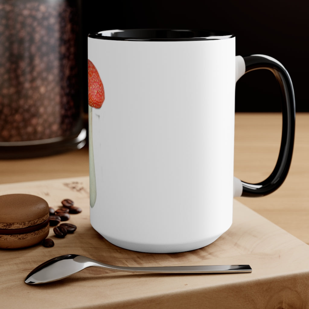 A stylish two-tone Mushroom Accent Mug with a white exterior and a colored interior, available in red, pink, and black options.