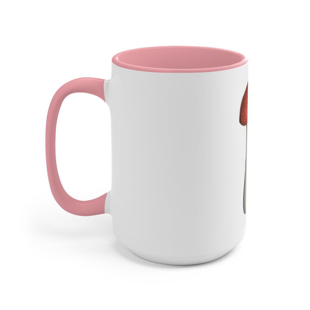 A stylish two-tone Mushroom Accent Mug with a white exterior and a colored interior, available in red, pink, and black options.
