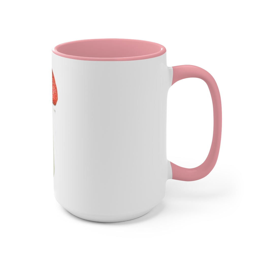A stylish two-tone Mushroom Accent Mug with a white exterior and a colored interior, available in red, pink, and black options.