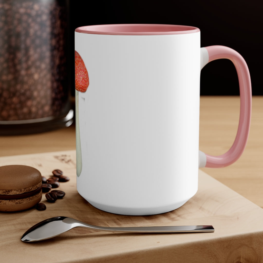 A stylish two-tone Mushroom Accent Mug with a white exterior and a colored interior, available in red, pink, and black options.