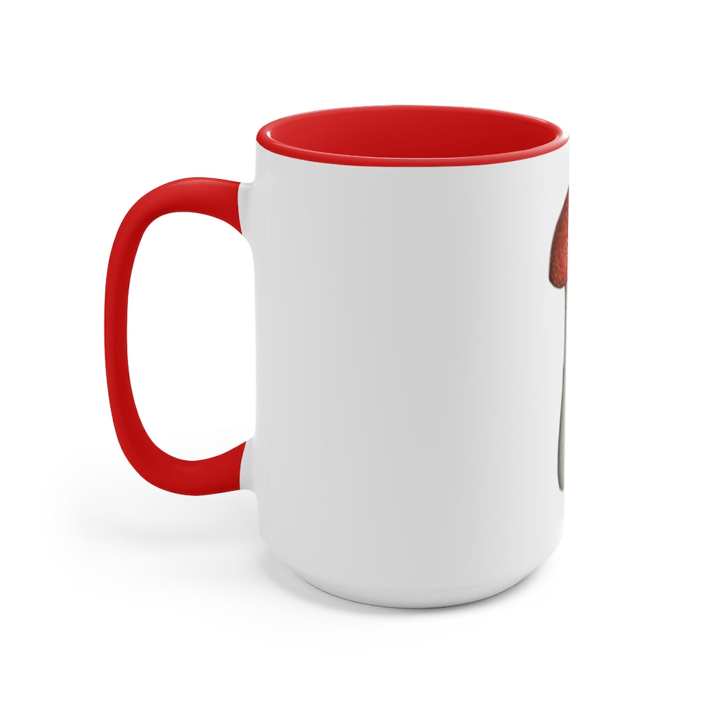 A stylish two-tone Mushroom Accent Mug with a white exterior and a colored interior, available in red, pink, and black options.