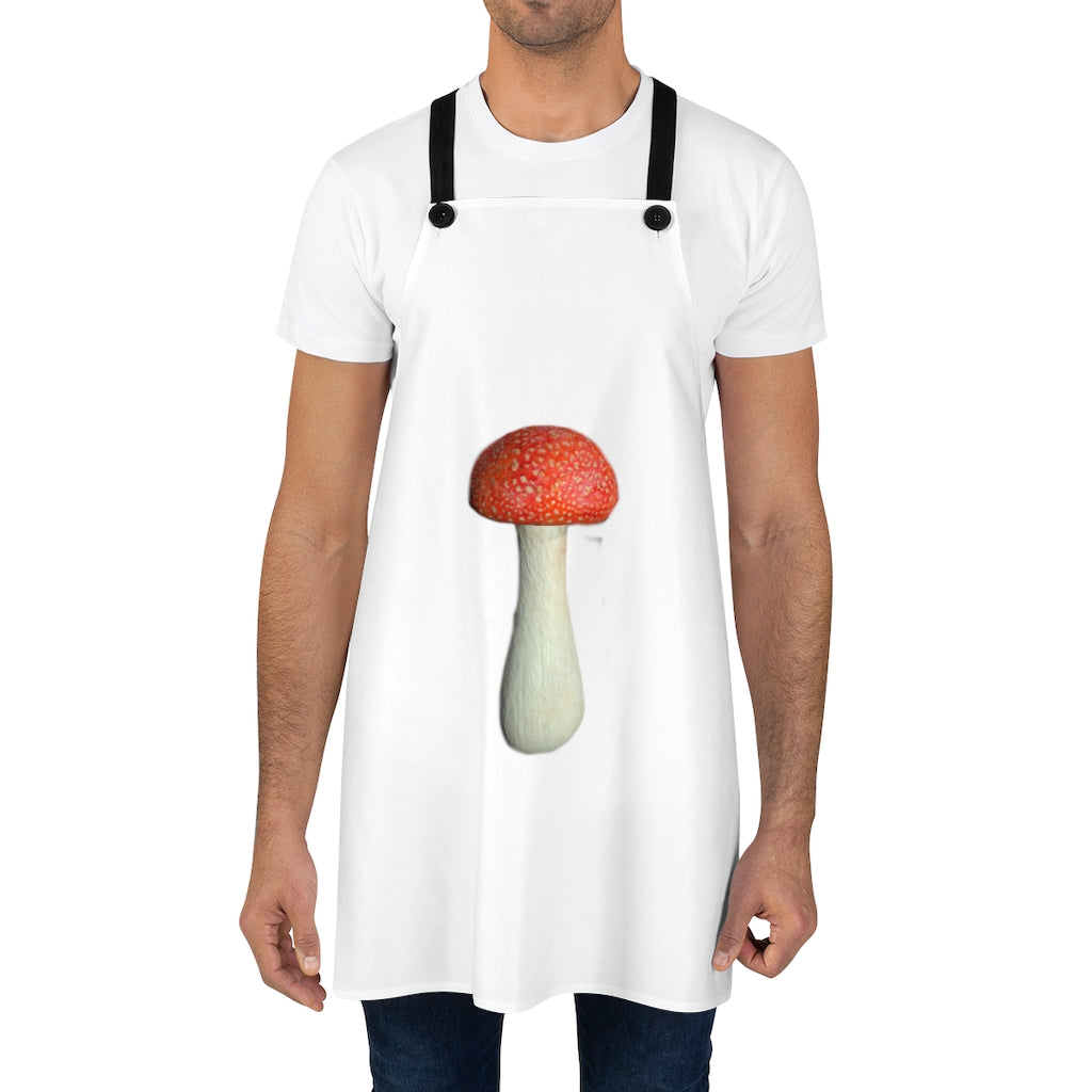 Stylish Mushroom Apron made of lightweight poly twill with black detachable straps, perfect for cooking and grilling.