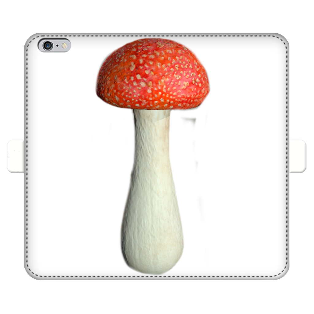Mushroom Fully Printed Wallet Case for iPhone and Samsung, featuring vibrant designs and a magnetic closure.