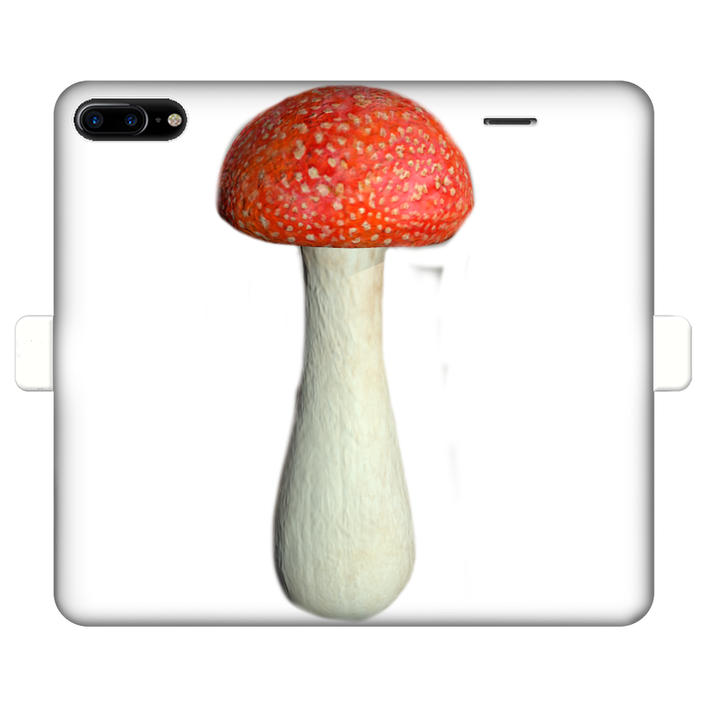 Mushroom Fully Printed Wallet Case for iPhone and Samsung, featuring vibrant designs and a magnetic closure.