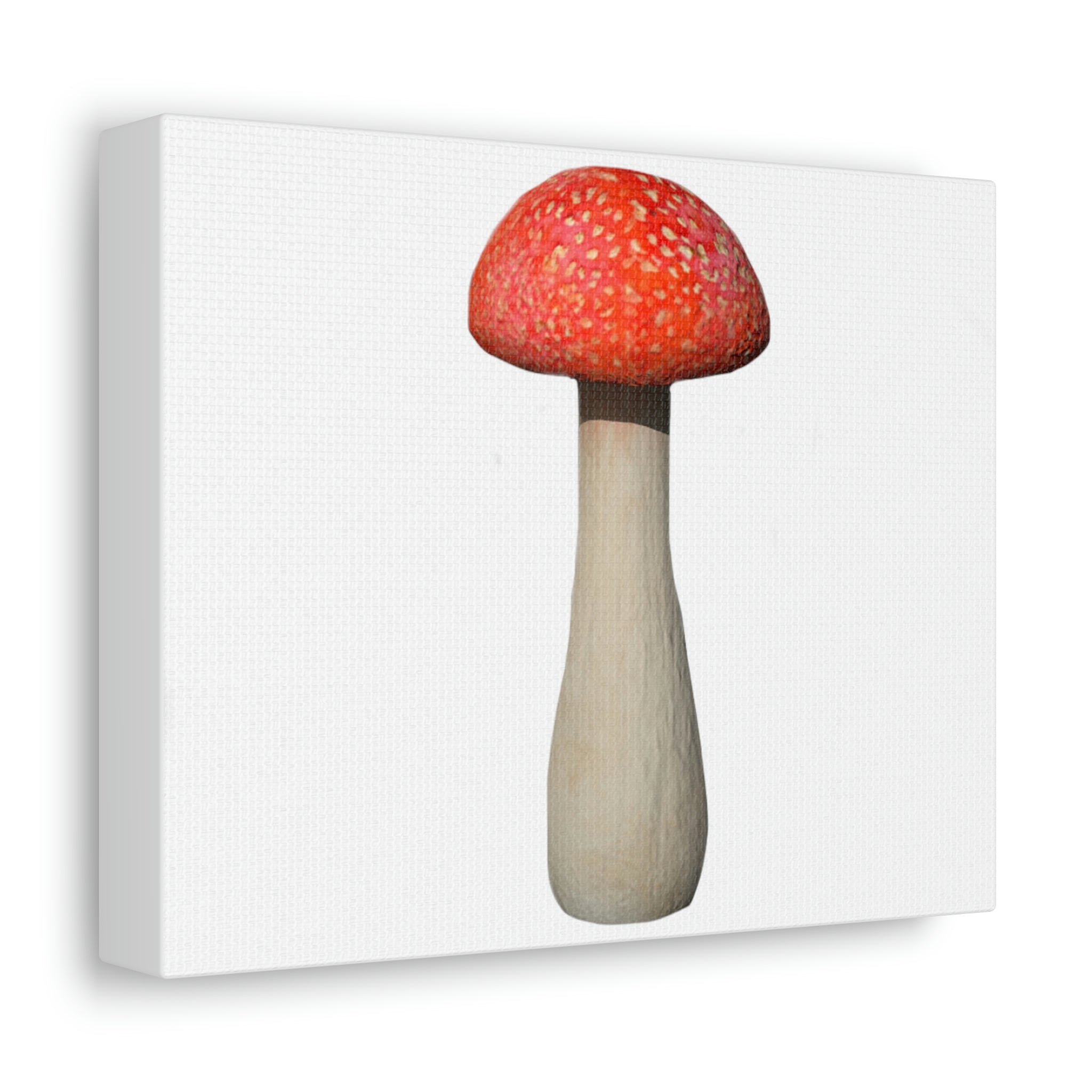 Mushroom Stretched Canvas artwork featuring vibrant colors and intricate details, mounted on a sturdy wooden frame.