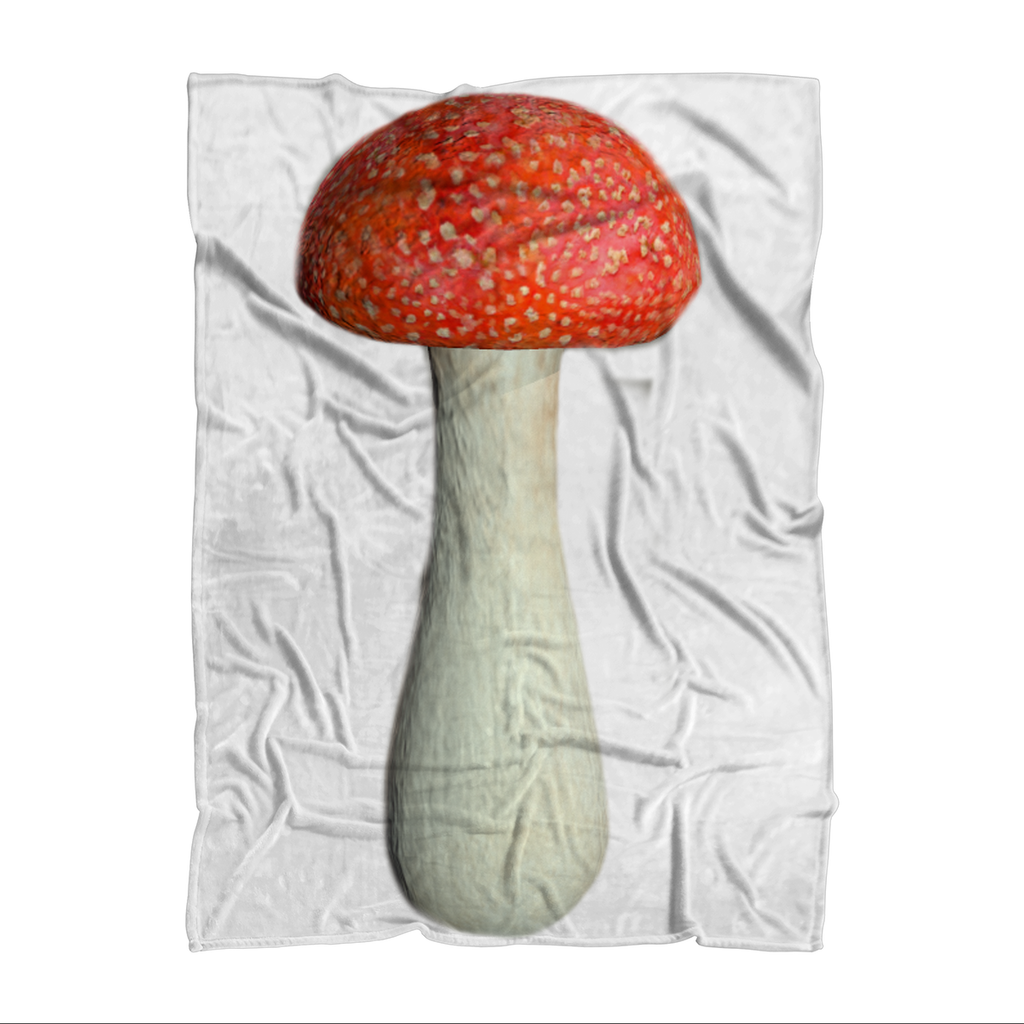 Mushroom Sublimation Throw Blanket featuring vibrant mushroom design on soft polar fleece fabric, ideal for cozying up.