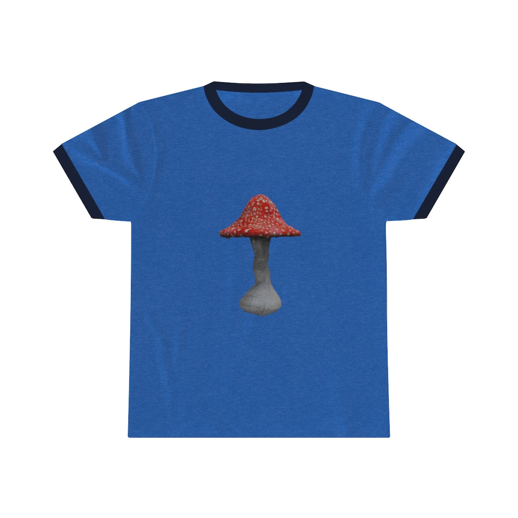 Mushroom Unisex Ringer Tee showcasing its lightweight fabric and stylish design in various colors.