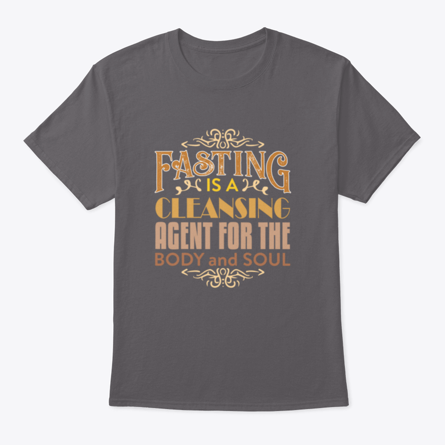A comfortable Muslim Quote and Saying shirt featuring the phrase 'Fasting is a cleansing agent for the body', made from 100% cotton.
