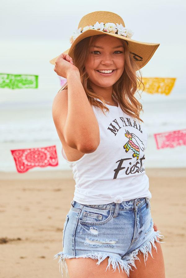 My Final Fiesta Let's Get Smashed muscle tank top featuring a vibrant Mexico theme, perfect for bachelorette parties.