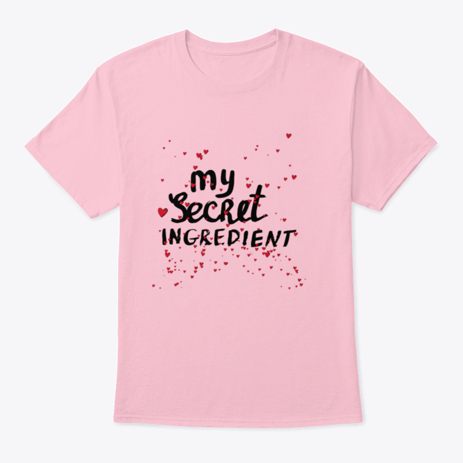 A stylish white shirt featuring hand lettering with red hearts, showcasing a unique and playful design.