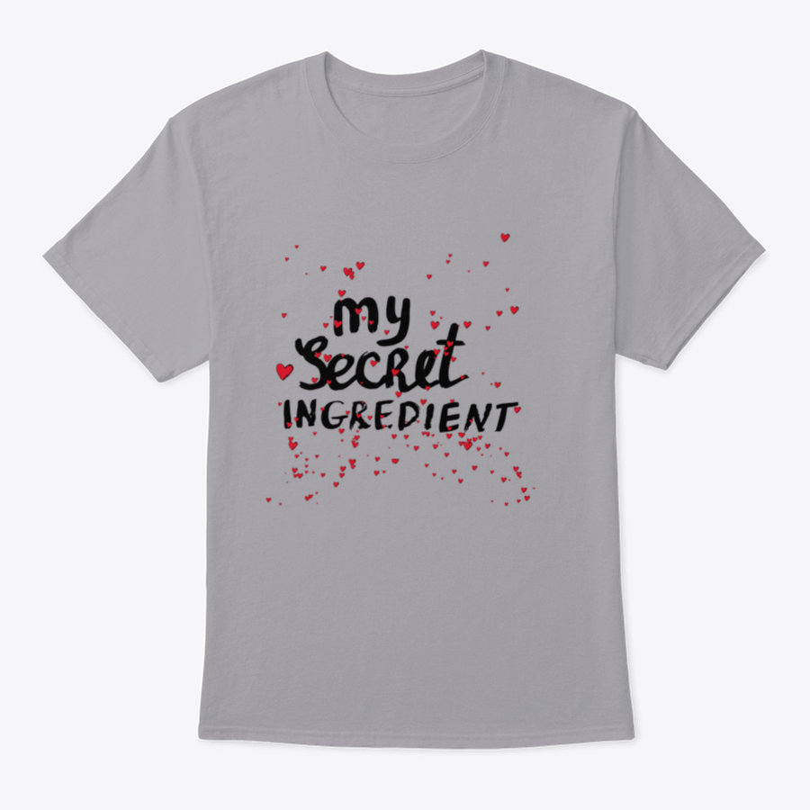 A stylish white shirt featuring hand lettering with red hearts, showcasing a unique and playful design.