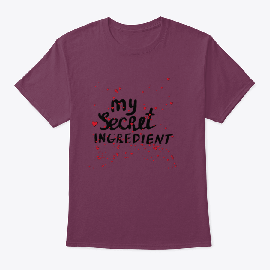 A stylish white shirt featuring hand lettering with red hearts, showcasing a unique and playful design.