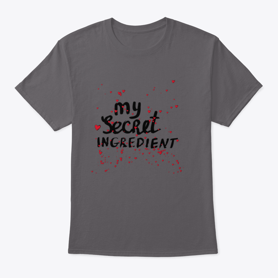 A stylish white shirt featuring hand lettering with red hearts, showcasing a unique and playful design.