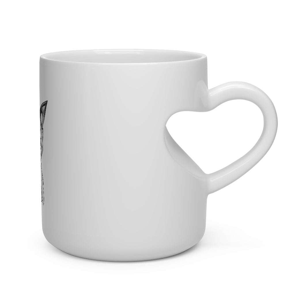 Mycros Heart Shape Mug in white ceramic with a heart-shaped handle, perfect for hot beverages.