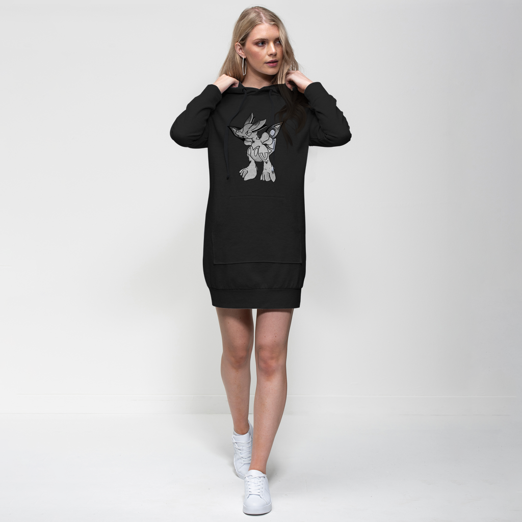 Mycros Premium Adult Hoodie Dress featuring a relaxed fit, hood, and kangaroo pocket in a stylish design.