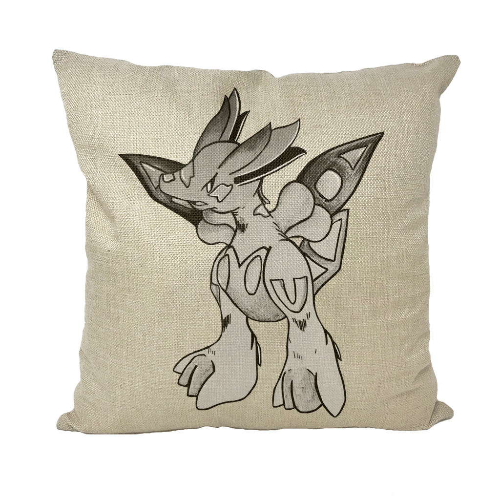 Mycros Throw Pillow with vibrant dye-sublimation printing and a soft insert, showcasing a stylish design for home decor.