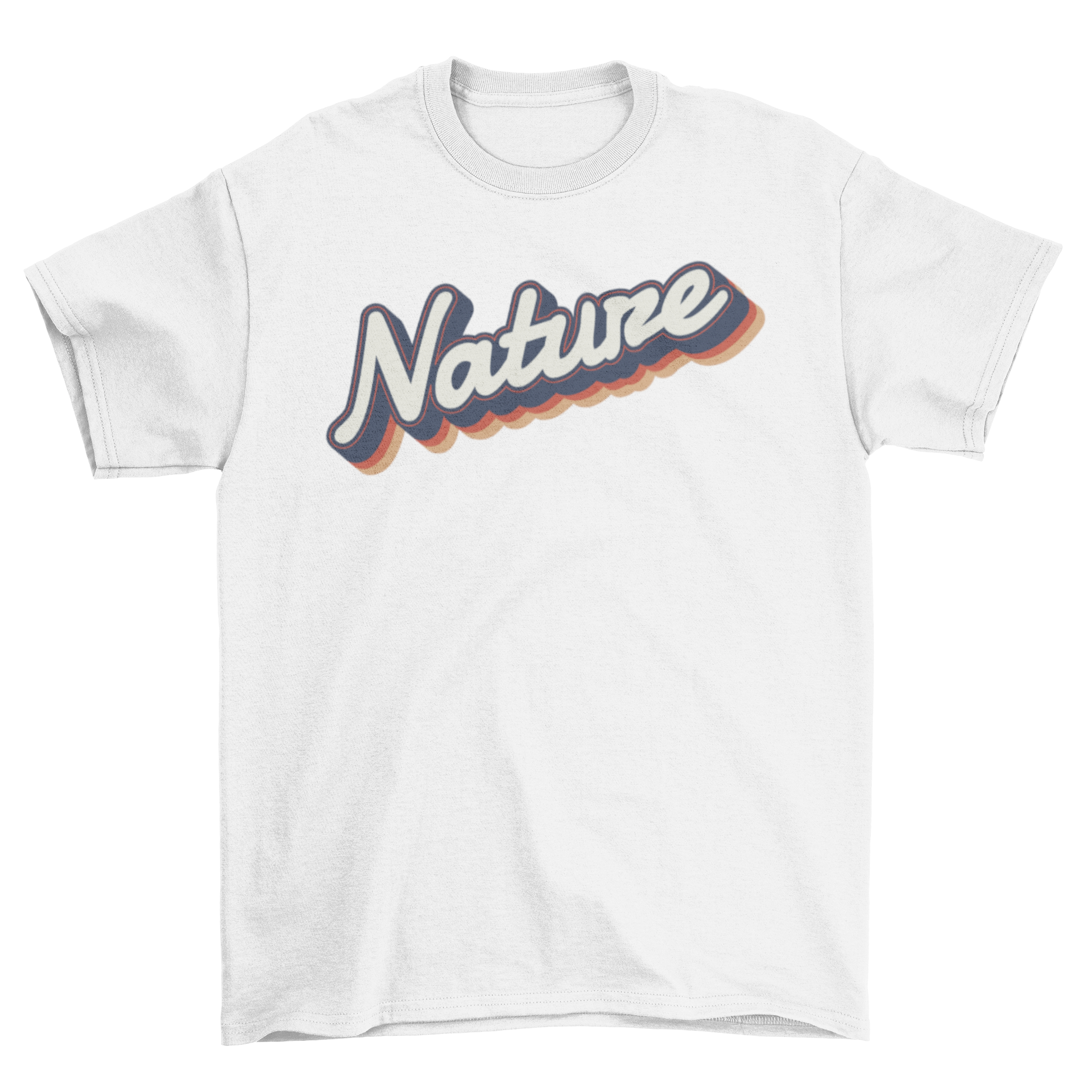 Nature Lettering T-shirt featuring bold 'NATURE' text design on a soft fabric.