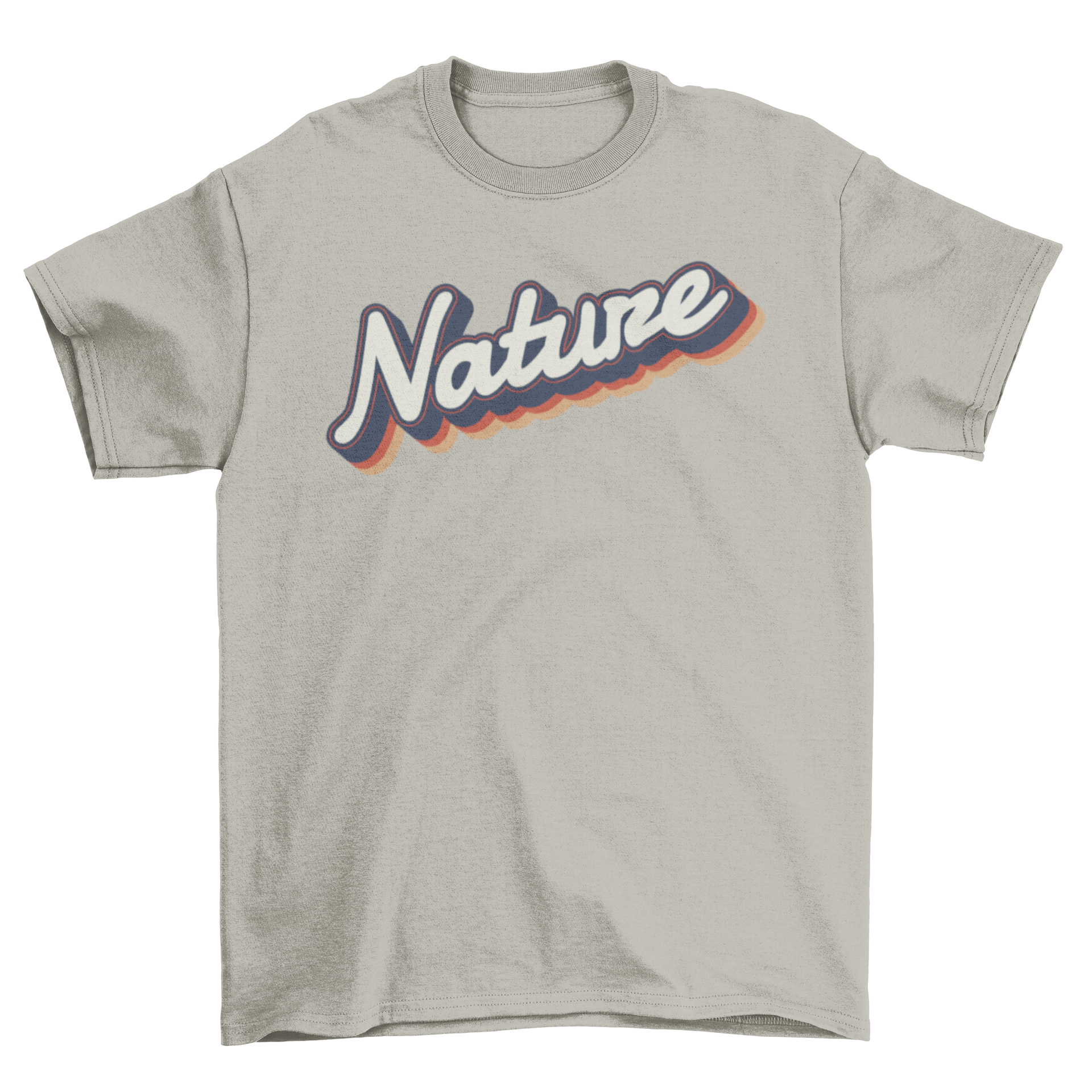 Nature Lettering T-shirt featuring bold 'NATURE' text design on a soft fabric.