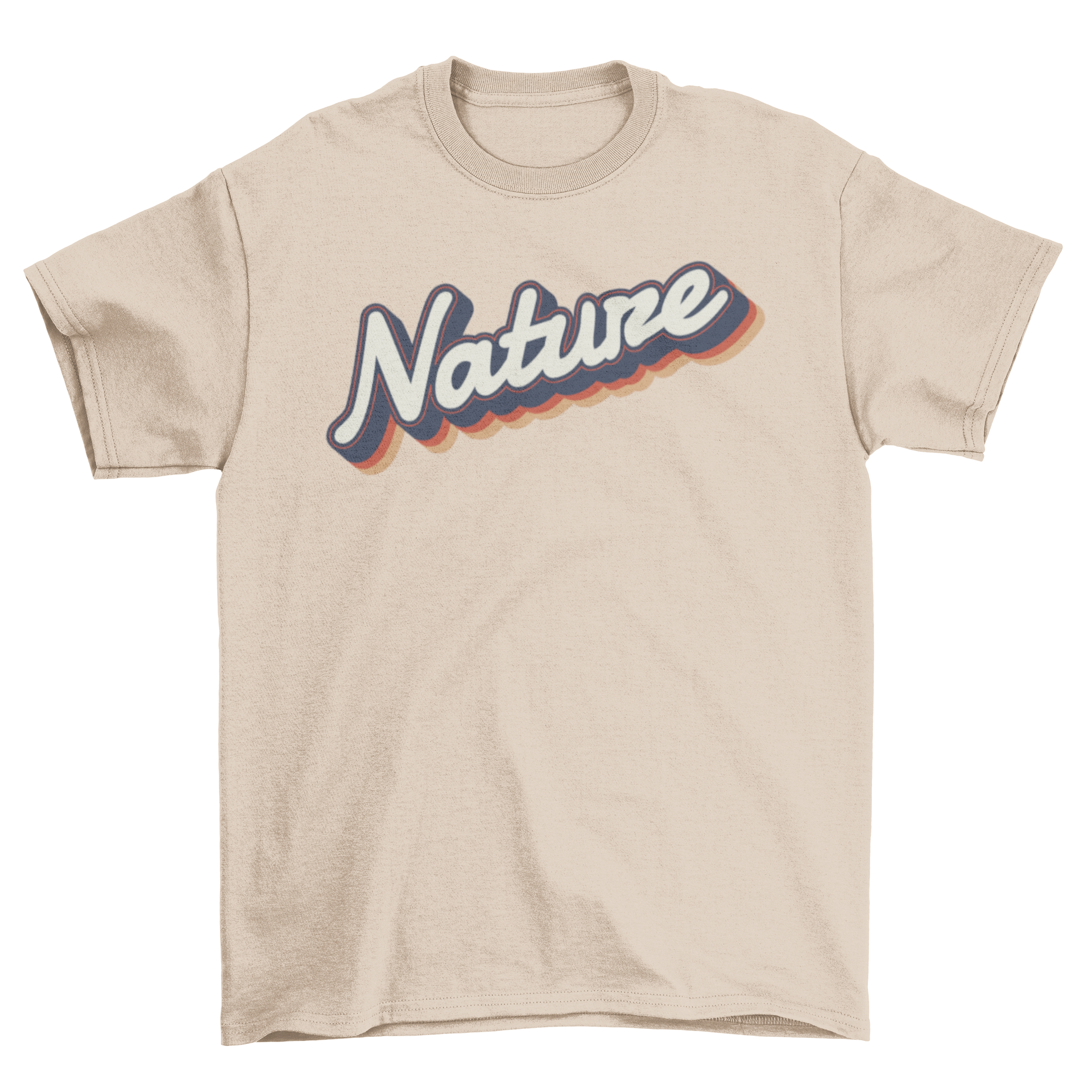 Nature Lettering T-shirt featuring bold 'NATURE' text design on a soft fabric.