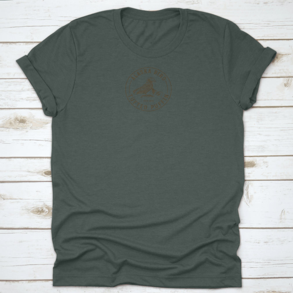 Nature Lover 2019 Logo T-shirt featuring a Tufted Puffin mascot vector design, showcasing vibrant colors and a classic fit.