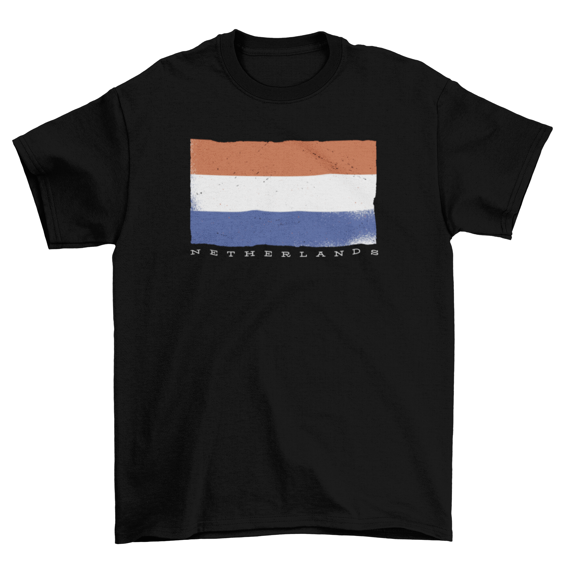 A stylish t-shirt featuring the Netherlands flag and the word NETHERLANDS below it, perfect for showcasing Dutch pride.
