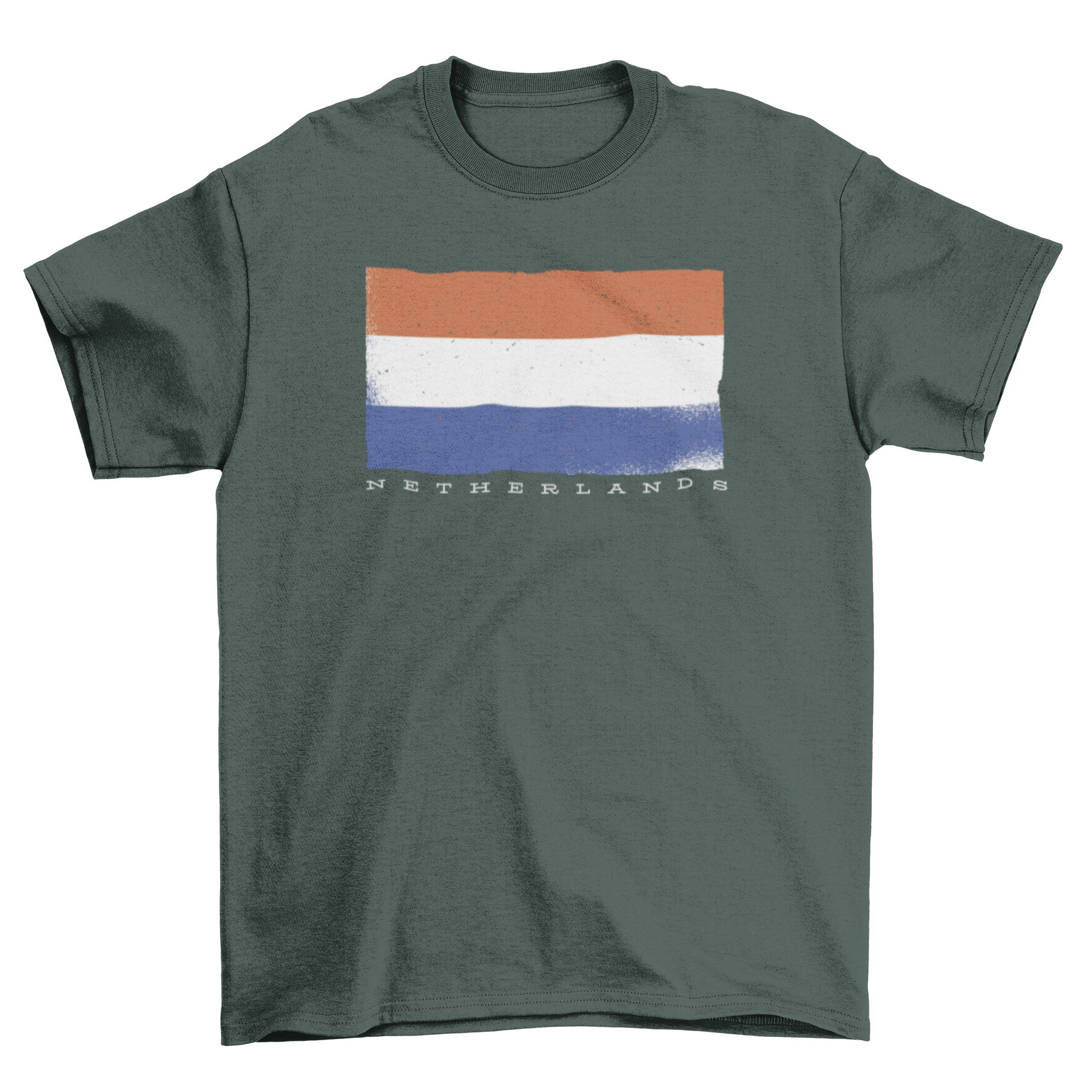 A stylish t-shirt featuring the Netherlands flag and the word NETHERLANDS below it, perfect for showcasing Dutch pride.