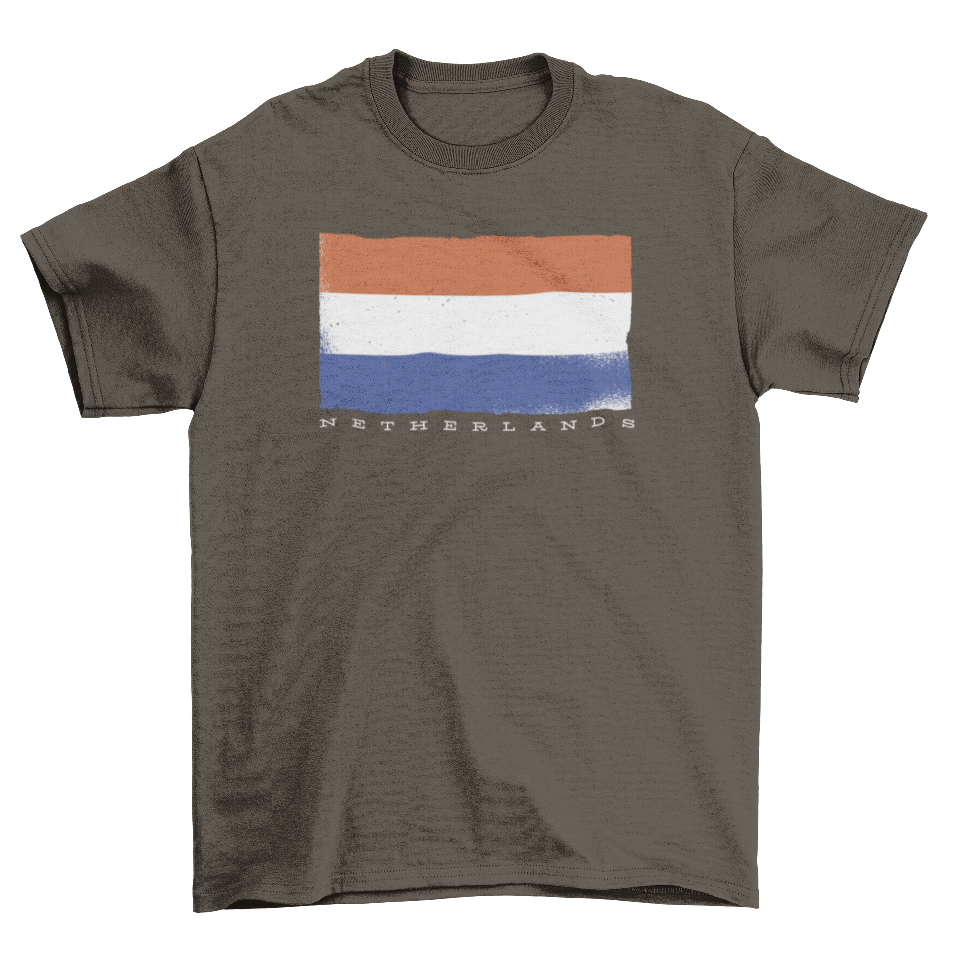 A stylish t-shirt featuring the Netherlands flag and the word NETHERLANDS below it, perfect for showcasing Dutch pride.