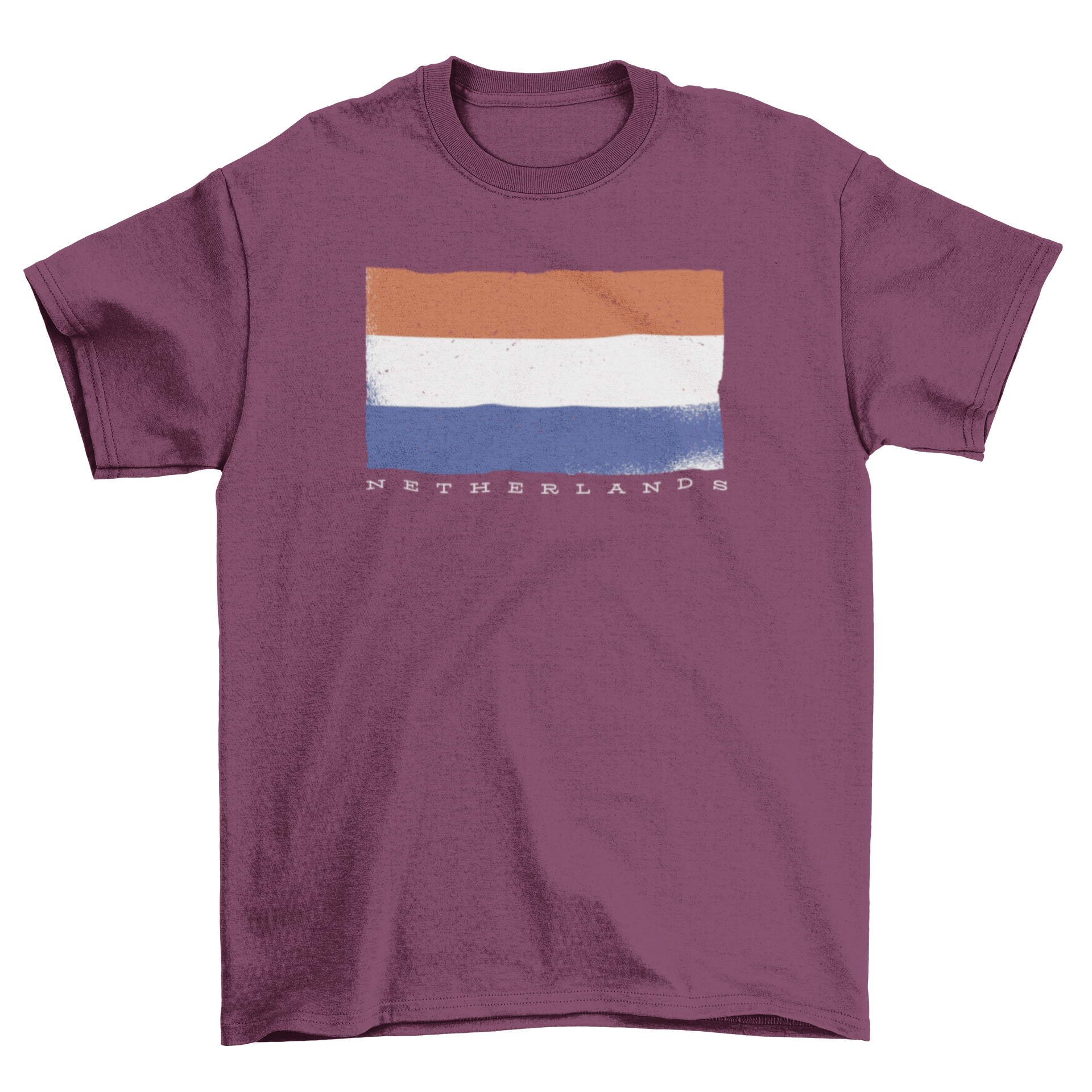 A stylish t-shirt featuring the Netherlands flag and the word NETHERLANDS below it, perfect for showcasing Dutch pride.