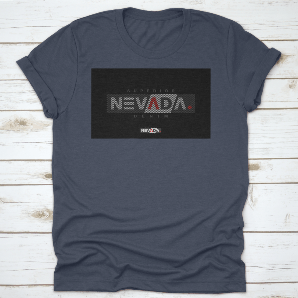 Nevada Typography Graphic Design T-Shirt showcasing unique text design on a soft cotton fabric.