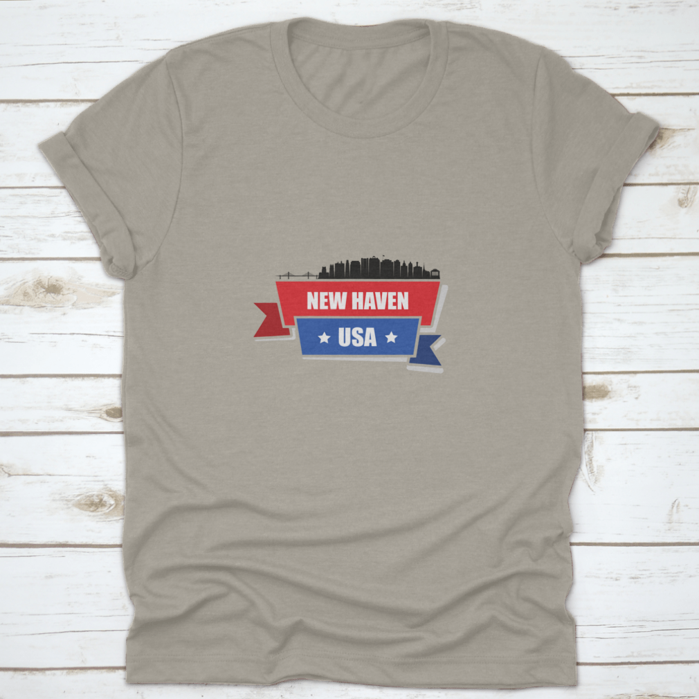 A stylish New Haven Skyline t-shirt made from 100% cotton, showcasing a classic fit and midweight fabric, perfect for casual wear.