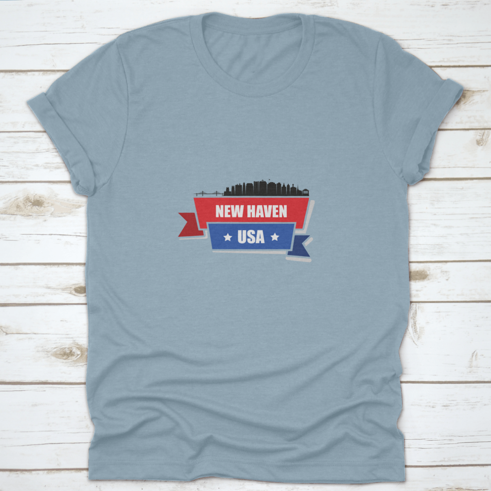 A stylish New Haven Skyline t-shirt made from 100% cotton, showcasing a classic fit and midweight fabric, perfect for casual wear.