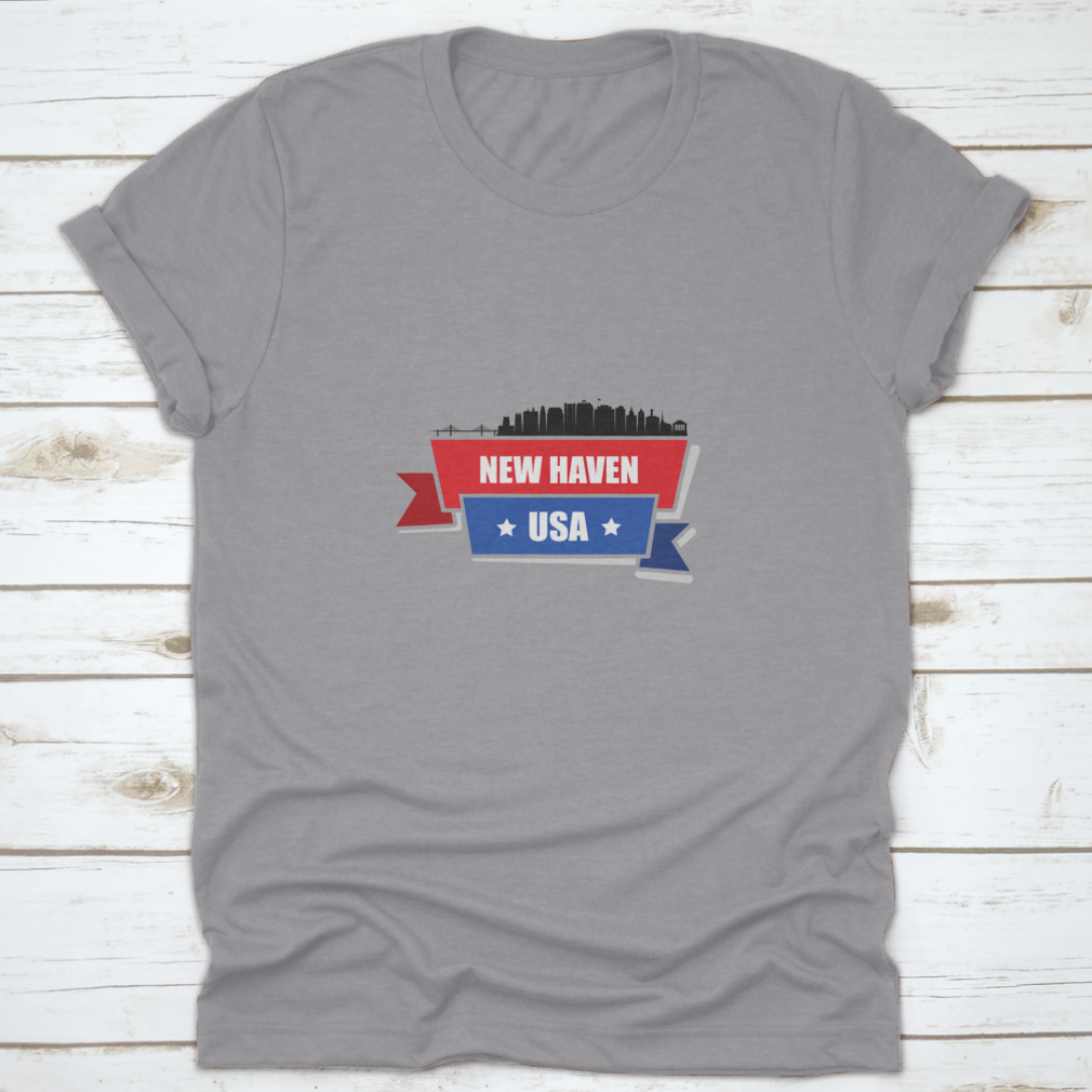 A stylish New Haven Skyline t-shirt made from 100% cotton, showcasing a classic fit and midweight fabric, perfect for casual wear.