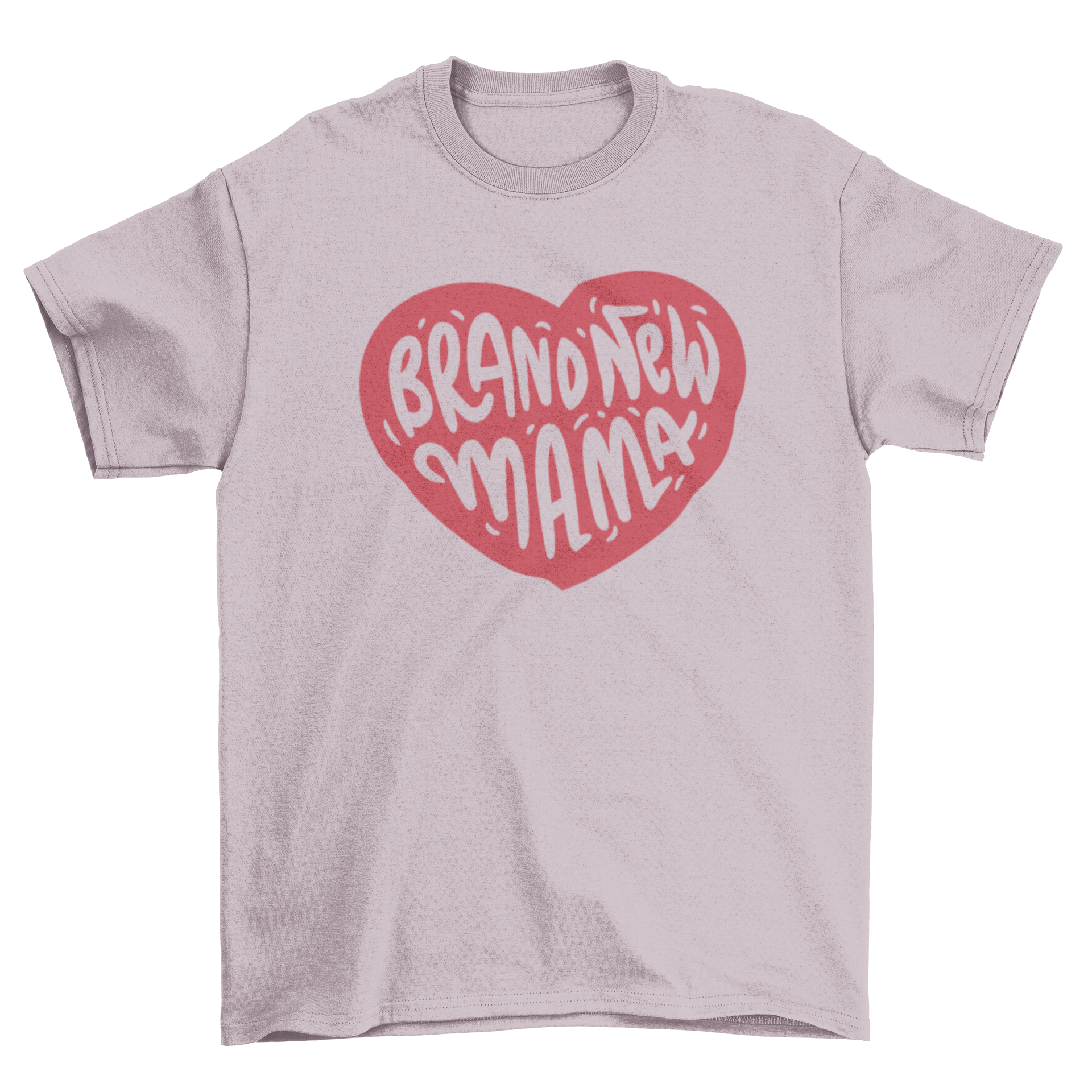 New mama heart quote t-shirt design featuring a heart graphic and the text 'Brand new mama'.