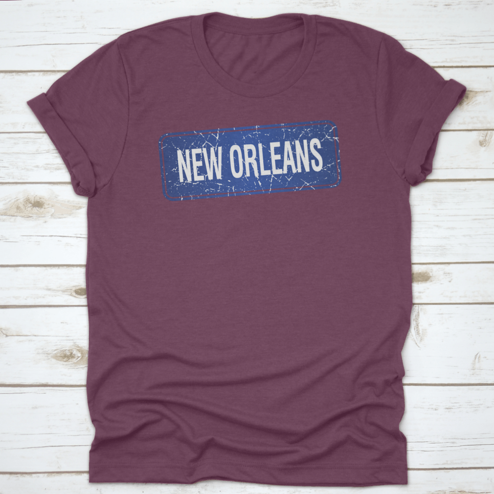 New Orleans Blue Stamp print design on a white background, showcasing vibrant colors and intricate details.